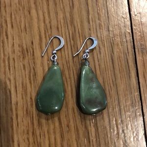 Handmade Sage Green Polished Stone Earrings